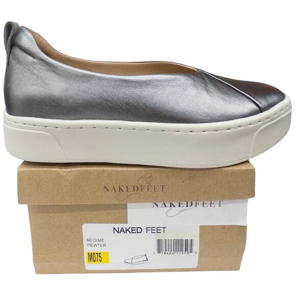 Naked Feet Regime Platform Slip-On Sneaker Women's 7.5 Silver Pewter - Picture 2 of 8